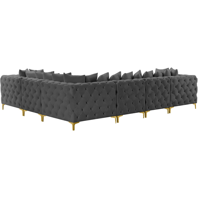 Meridian Tremblay Grey Velvet Modular Sectional IMAGE 11