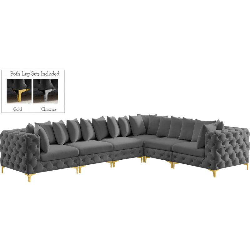 Meridian Tremblay Grey Velvet Modular Sectional IMAGE 1