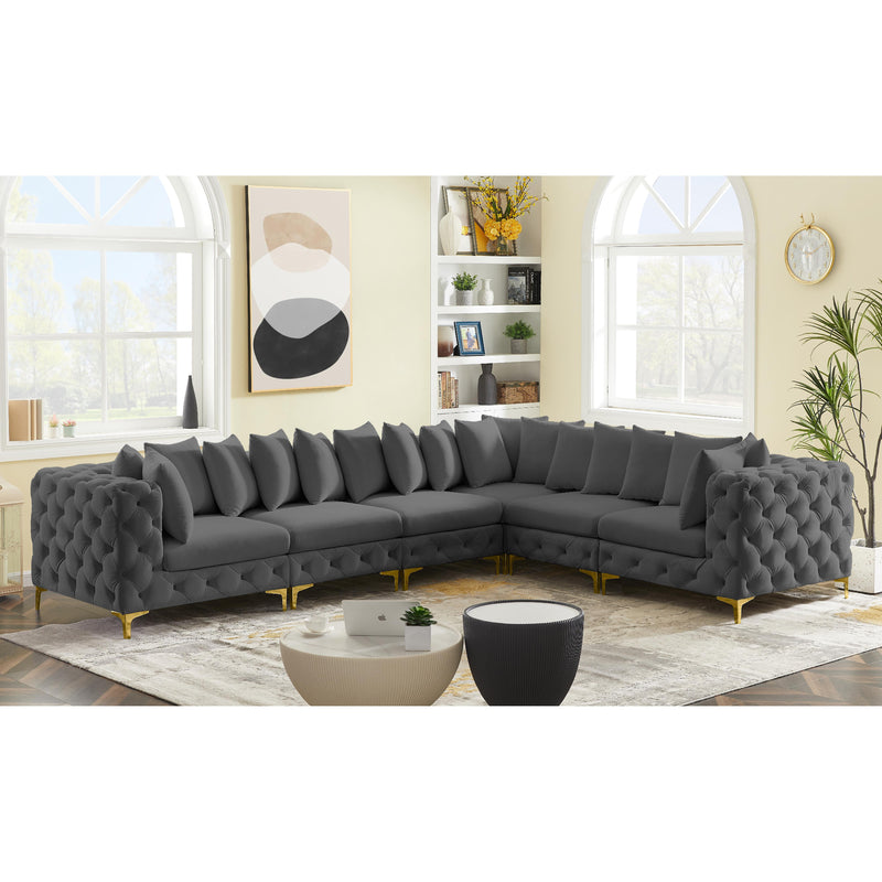 Meridian Tremblay Grey Velvet Modular Sectional IMAGE 3