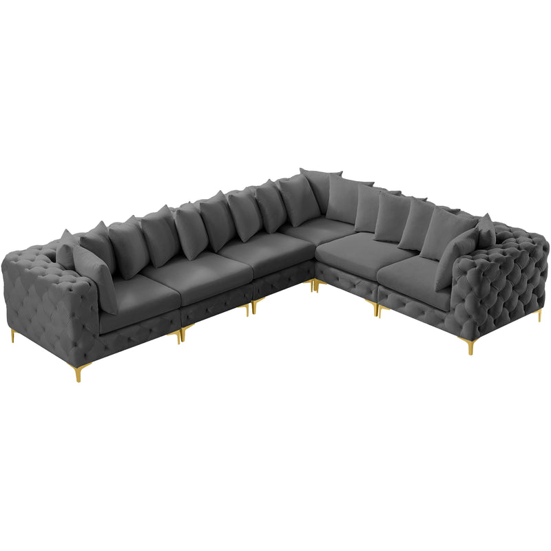 Meridian Tremblay Grey Velvet Modular Sectional IMAGE 5