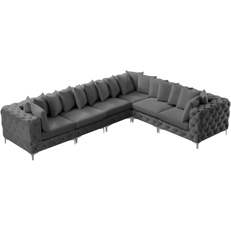 Meridian Tremblay Grey Velvet Modular Sectional IMAGE 6