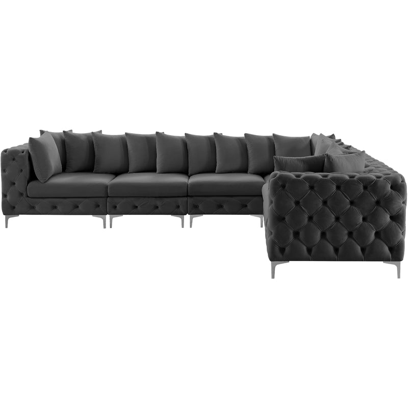 Meridian Tremblay Grey Velvet Modular Sectional IMAGE 8