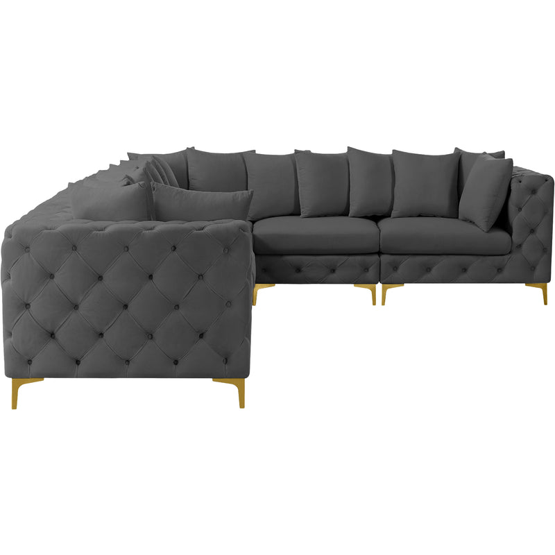 Meridian Tremblay Grey Velvet Modular Sectional IMAGE 9