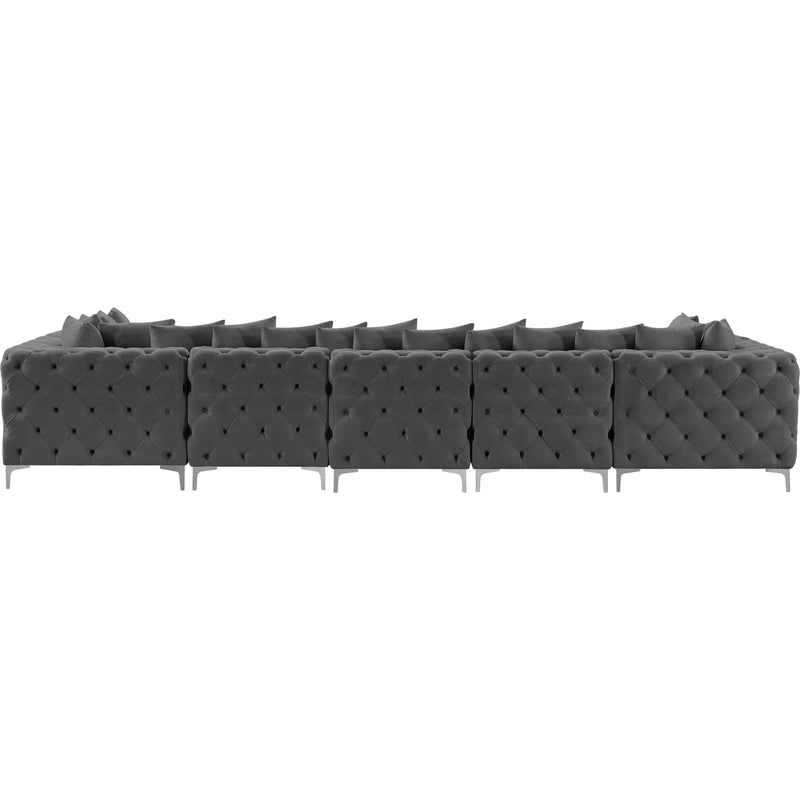 Meridian Tremblay Grey Velvet Modular Sectional IMAGE 10