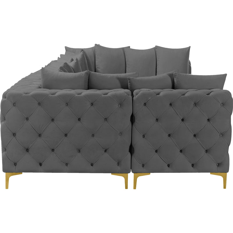 Meridian Tremblay Grey Velvet Modular Sectional IMAGE 11