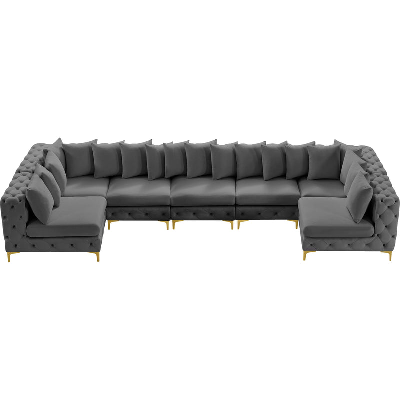 Meridian Tremblay Grey Velvet Modular Sectional IMAGE 13