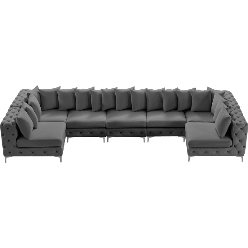 Meridian Tremblay Grey Velvet Modular Sectional IMAGE 14