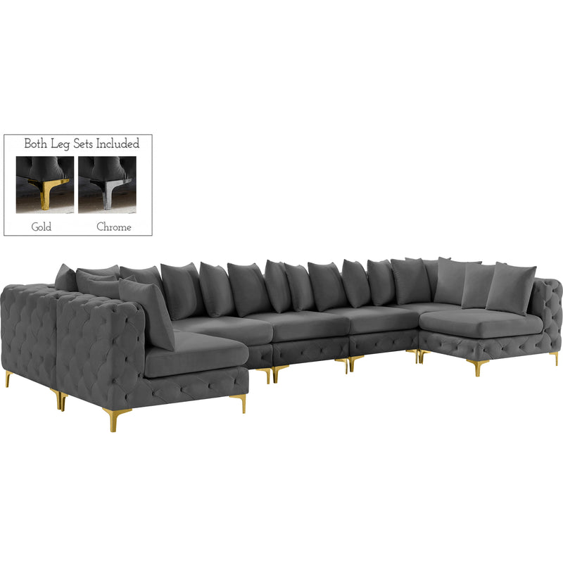 Meridian Tremblay Grey Velvet Modular Sectional IMAGE 1