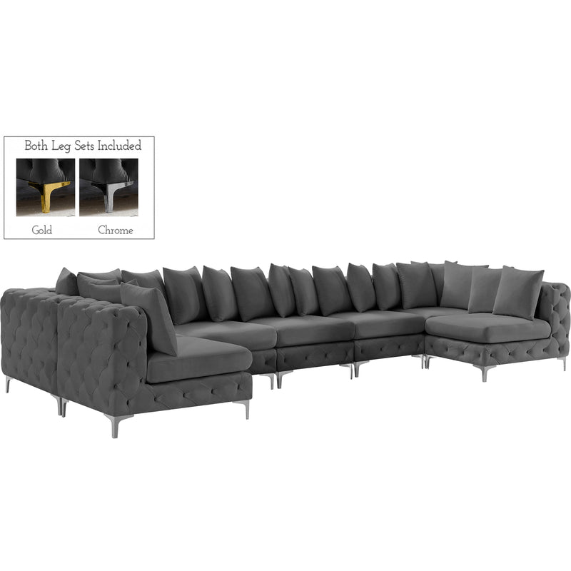 Meridian Tremblay Grey Velvet Modular Sectional IMAGE 2