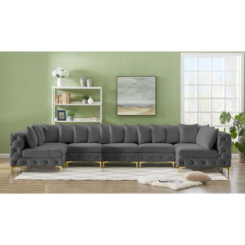 Meridian Tremblay Grey Velvet Modular Sectional IMAGE 3