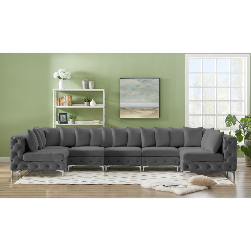 Meridian Tremblay Grey Velvet Modular Sectional IMAGE 4