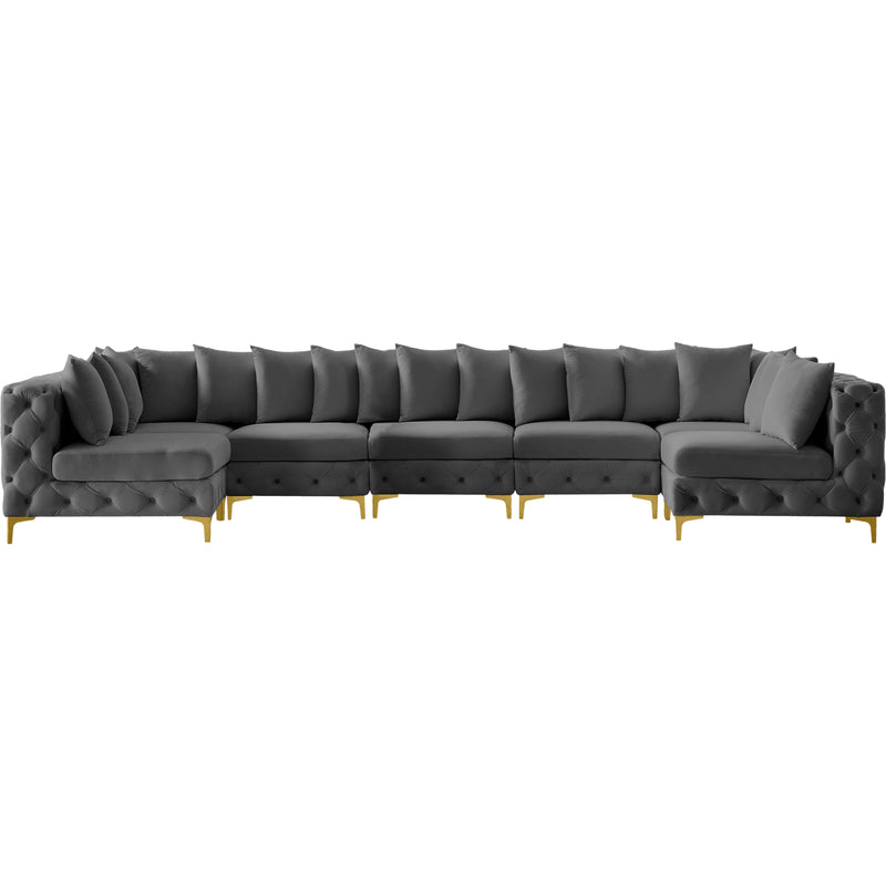 Meridian Tremblay Grey Velvet Modular Sectional IMAGE 5