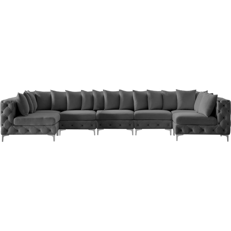 Meridian Tremblay Grey Velvet Modular Sectional IMAGE 6