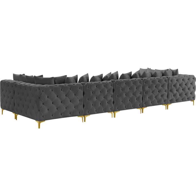 Meridian Tremblay Grey Velvet Modular Sectional IMAGE 7