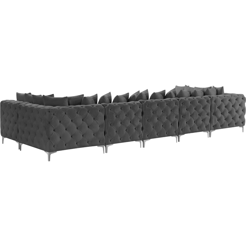 Meridian Tremblay Grey Velvet Modular Sectional IMAGE 8