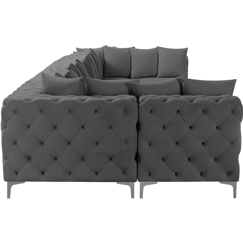 Meridian Tremblay Grey Velvet Modular Sectional IMAGE 10