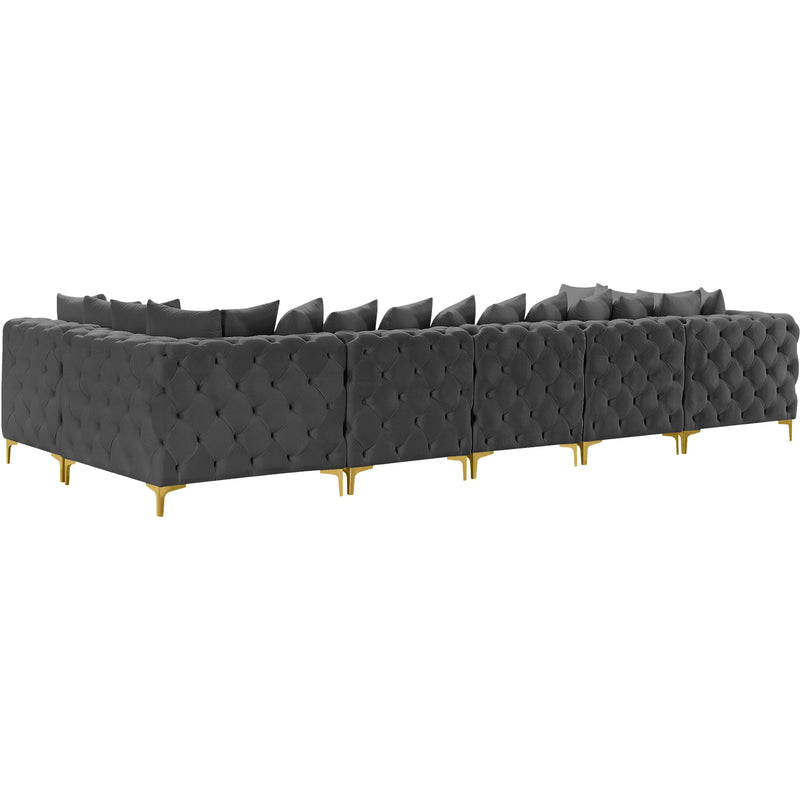 Meridian Tremblay Grey Velvet Modular Sectional IMAGE 11