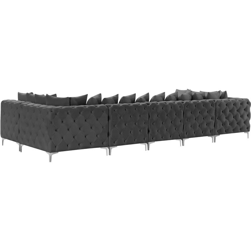 Meridian Tremblay Grey Velvet Modular Sectional IMAGE 12