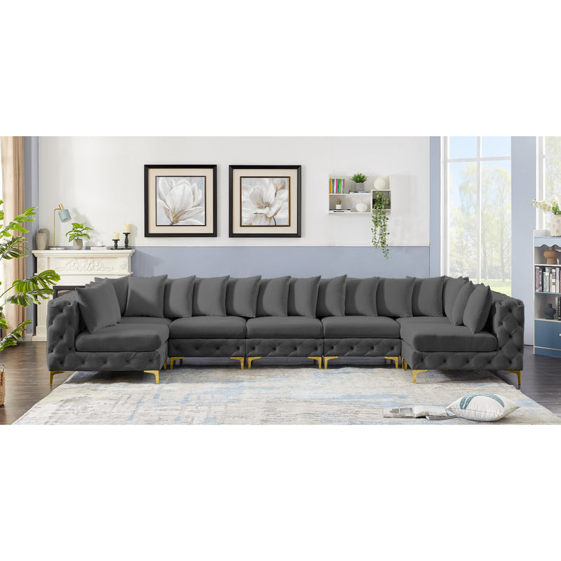 Meridian Tremblay Grey Velvet Modular Sectional IMAGE 3