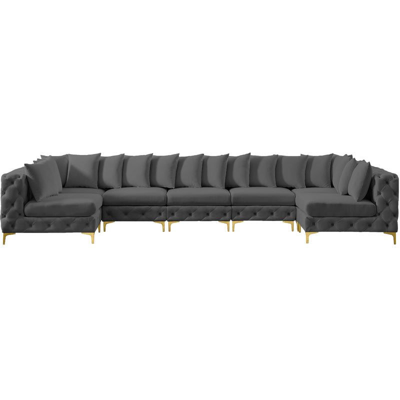 Meridian Tremblay Grey Velvet Modular Sectional IMAGE 5