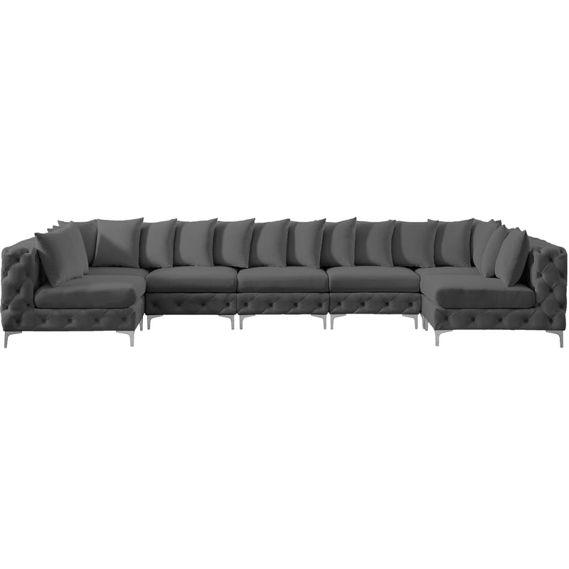 Meridian Tremblay Grey Velvet Modular Sectional IMAGE 6