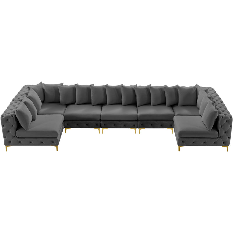 Meridian Tremblay Grey Velvet Modular Sectional IMAGE 7