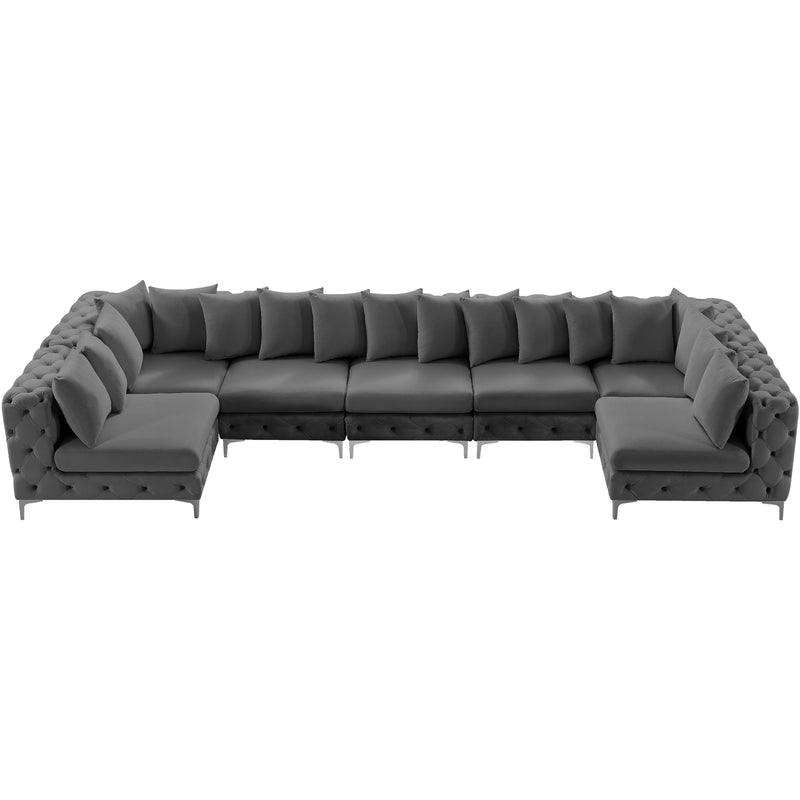 Meridian Tremblay Grey Velvet Modular Sectional IMAGE 8