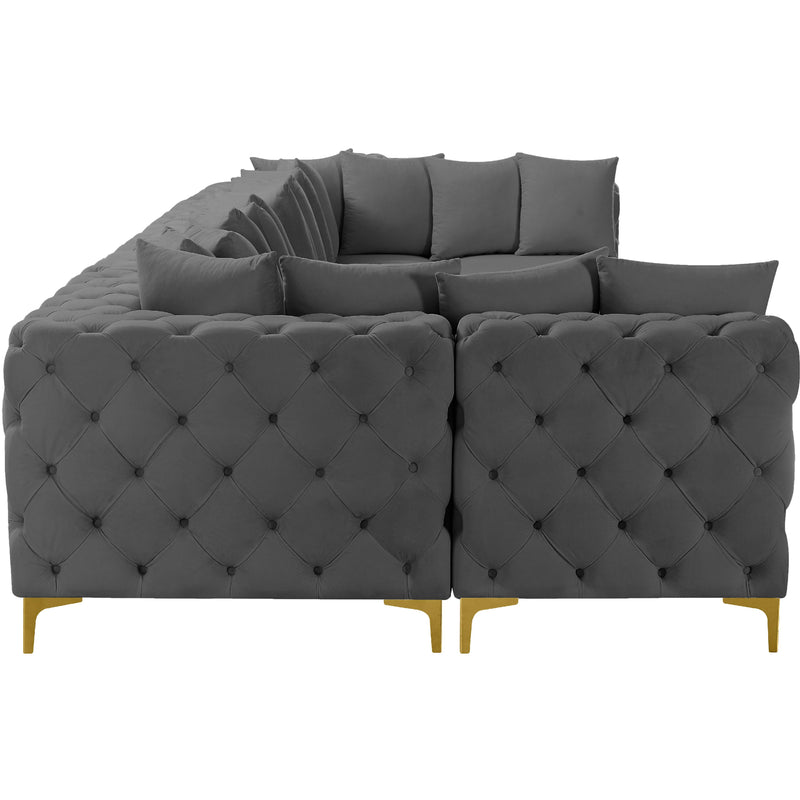 Meridian Tremblay Grey Velvet Modular Sectional IMAGE 9