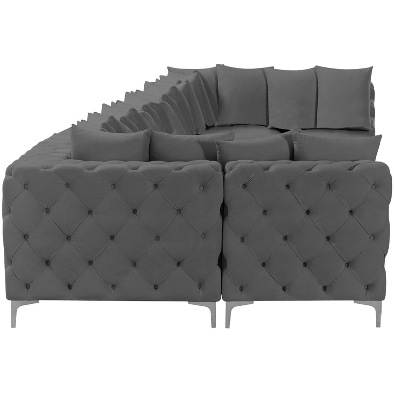 Meridian Tremblay Grey Velvet Modular Sectional IMAGE 10