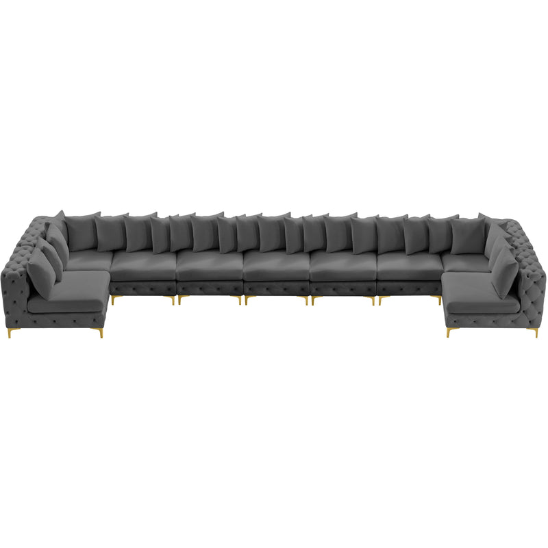 Meridian Tremblay Grey Velvet Modular Sectional IMAGE 13