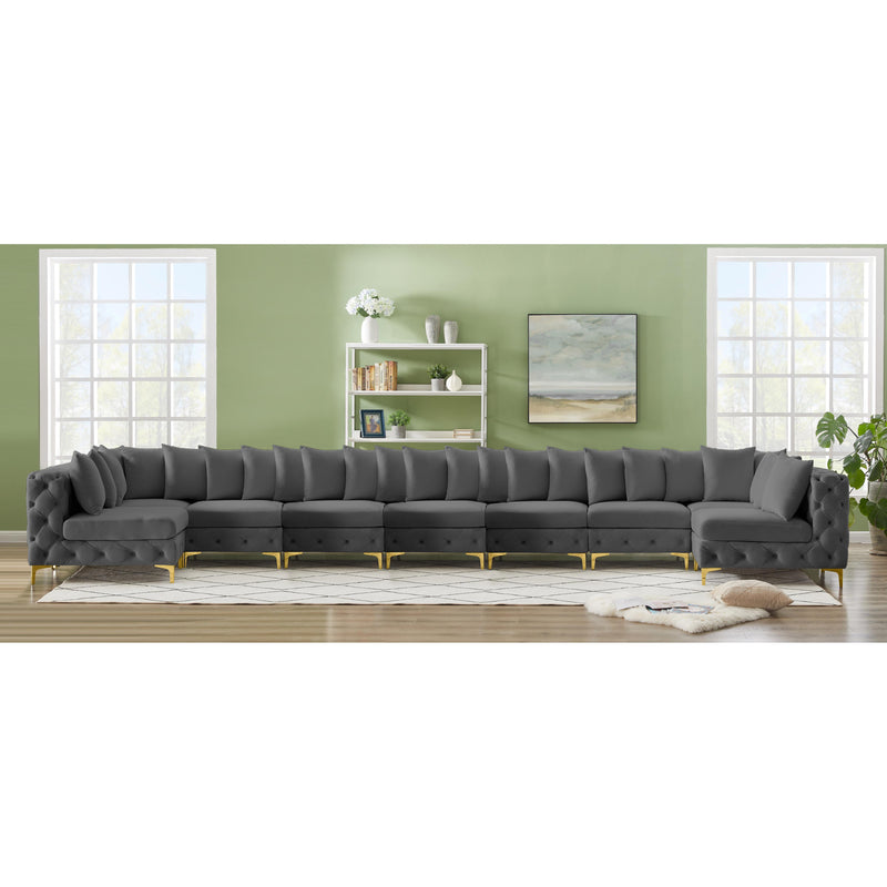 Meridian Tremblay Grey Velvet Modular Sectional IMAGE 3