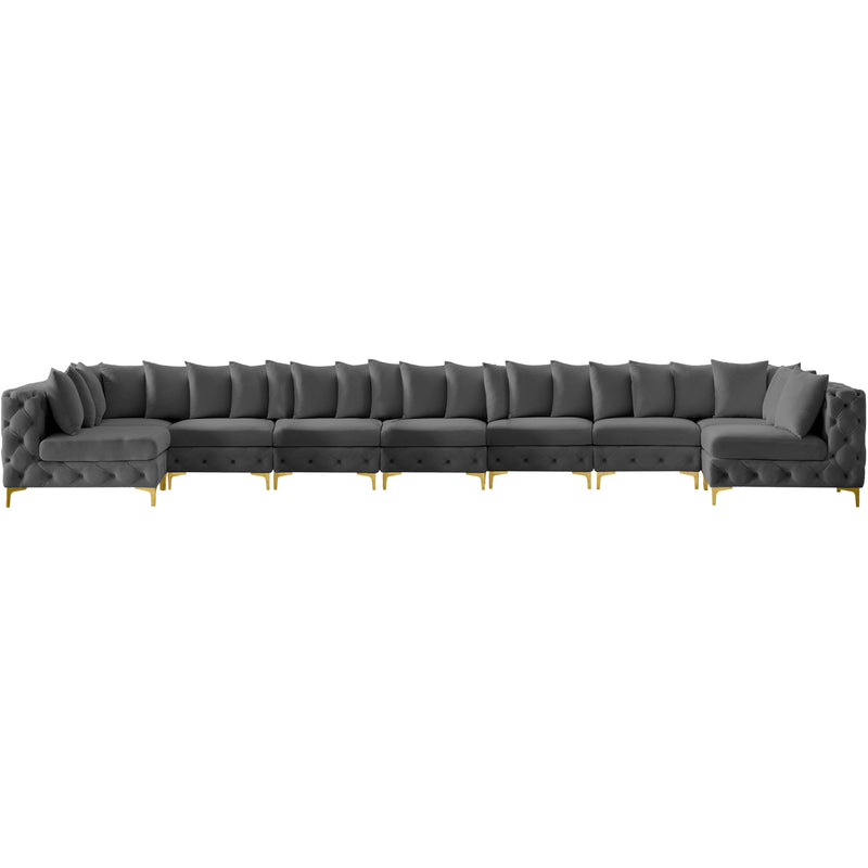 Meridian Tremblay Grey Velvet Modular Sectional IMAGE 5