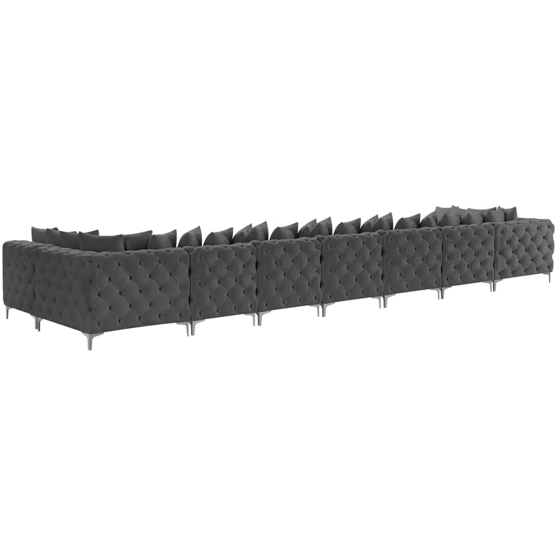 Meridian Tremblay Grey Velvet Modular Sectional IMAGE 8