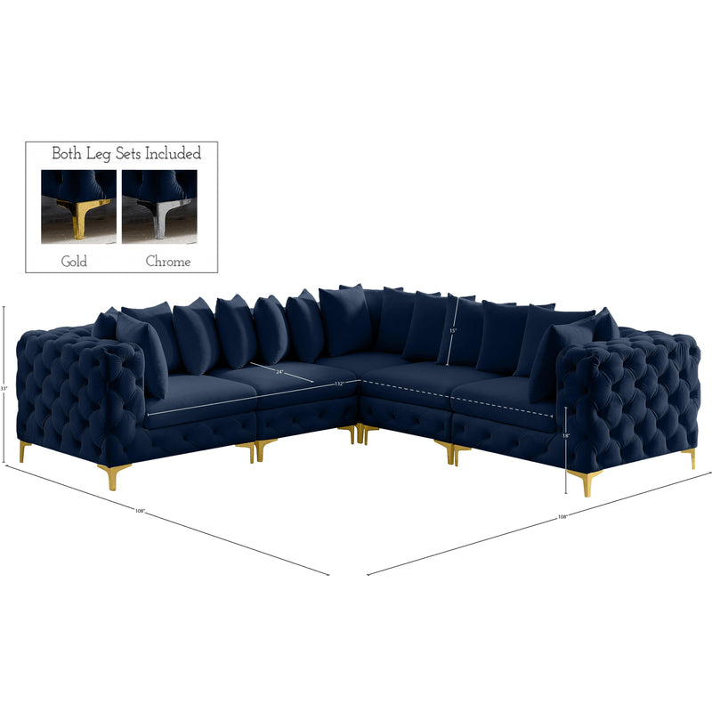 Meridian Tremblay Navy Velvet Modular Sectional IMAGE 11