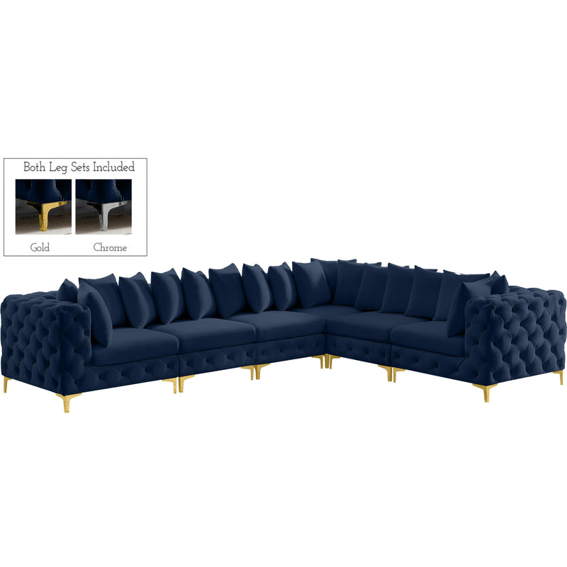 Meridian Tremblay Navy Velvet Modular Sectional IMAGE 1