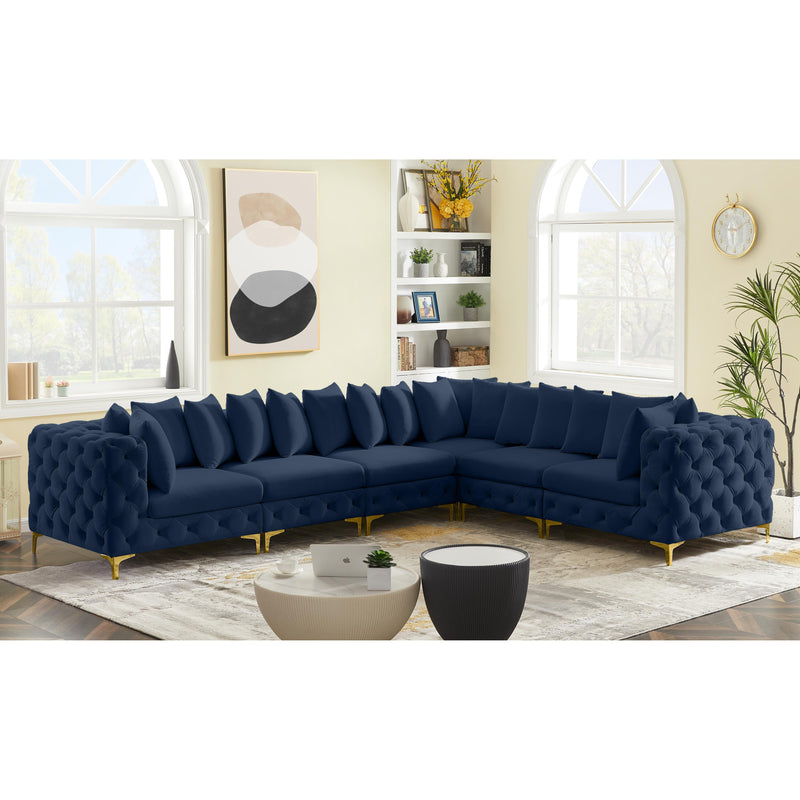 Meridian Tremblay Navy Velvet Modular Sectional IMAGE 3