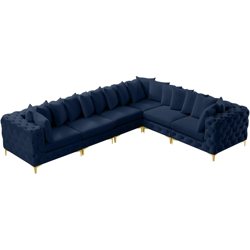 Meridian Tremblay Navy Velvet Modular Sectional IMAGE 5