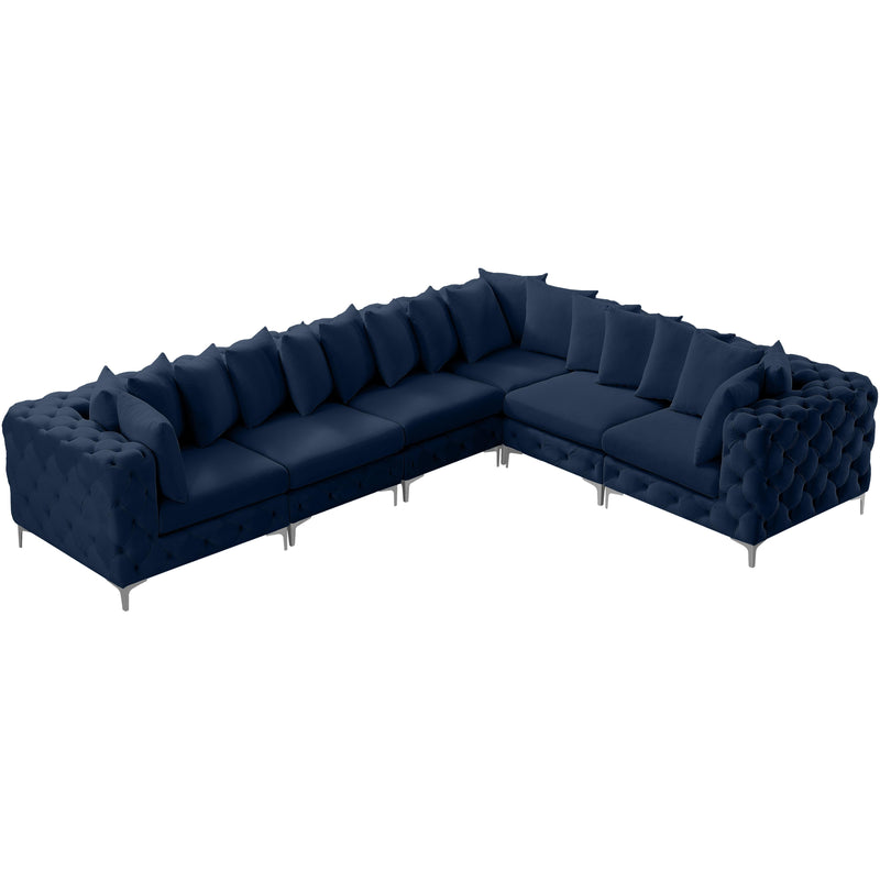 Meridian Tremblay Navy Velvet Modular Sectional IMAGE 6