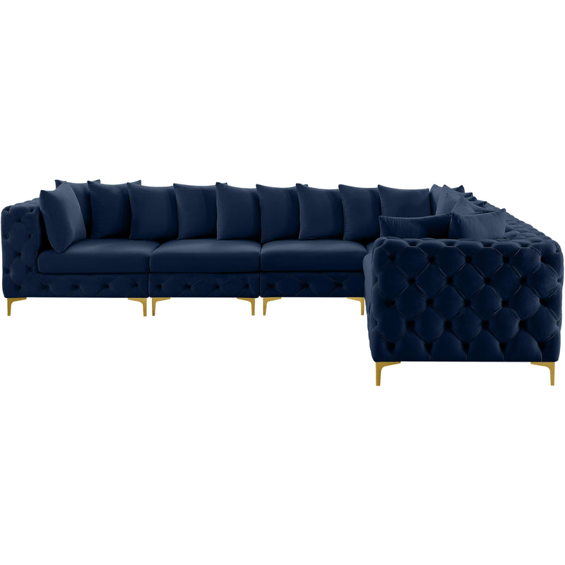 Meridian Tremblay Navy Velvet Modular Sectional IMAGE 7