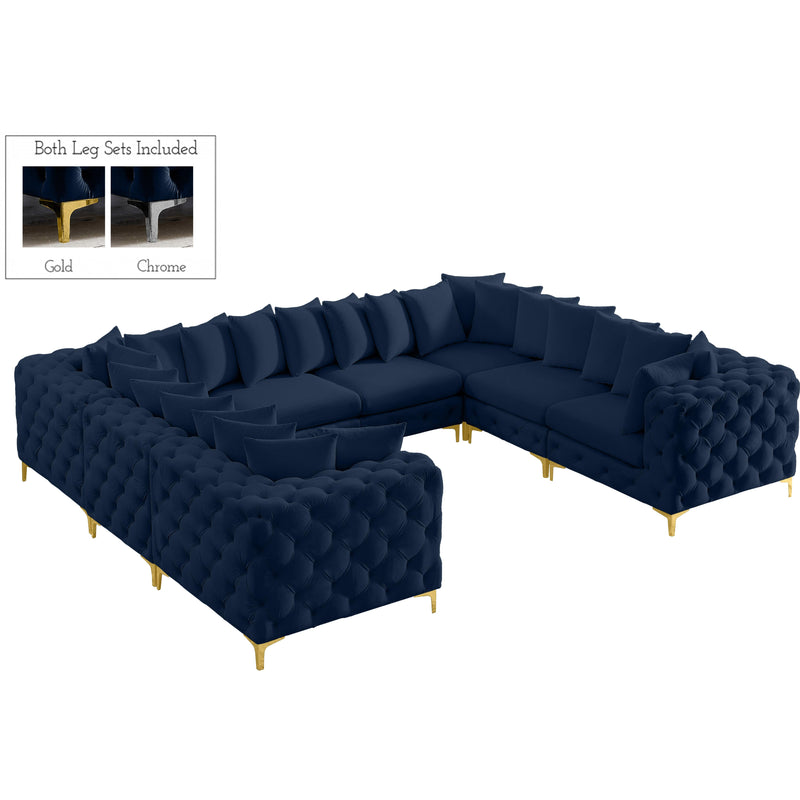 Meridian Tremblay Navy Velvet Modular Sectional IMAGE 1