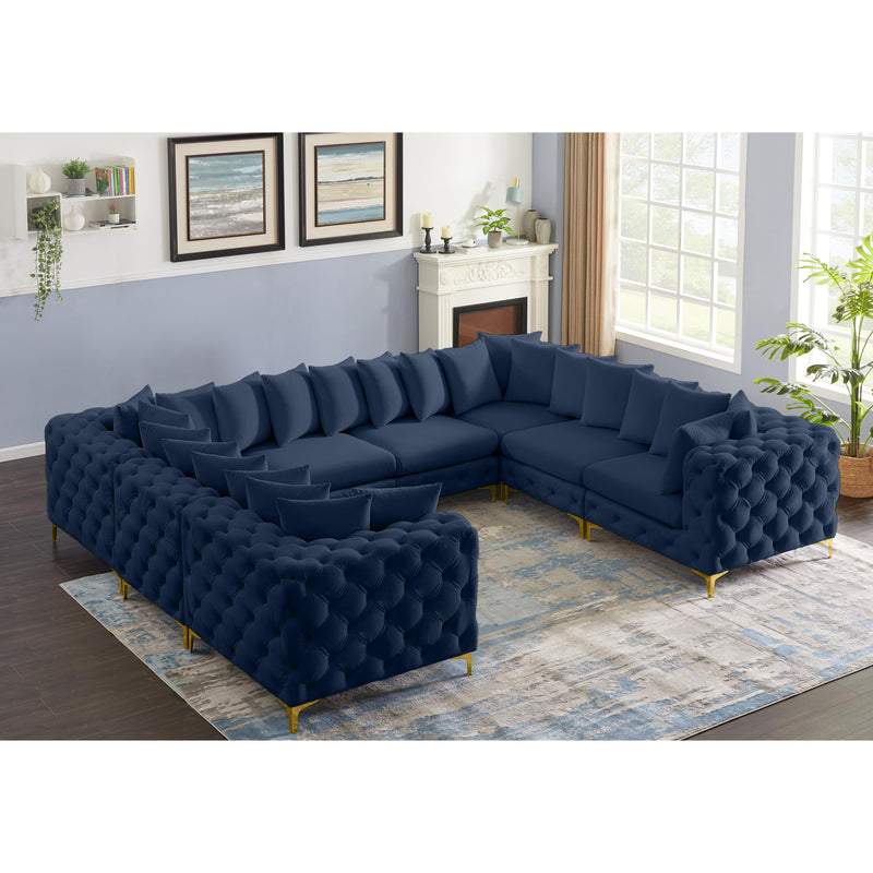 Meridian Tremblay Navy Velvet Modular Sectional IMAGE 3