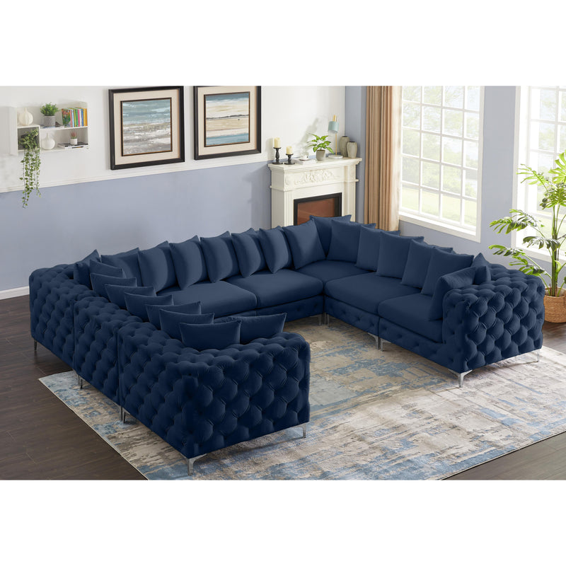 Meridian Tremblay Navy Velvet Modular Sectional IMAGE 4