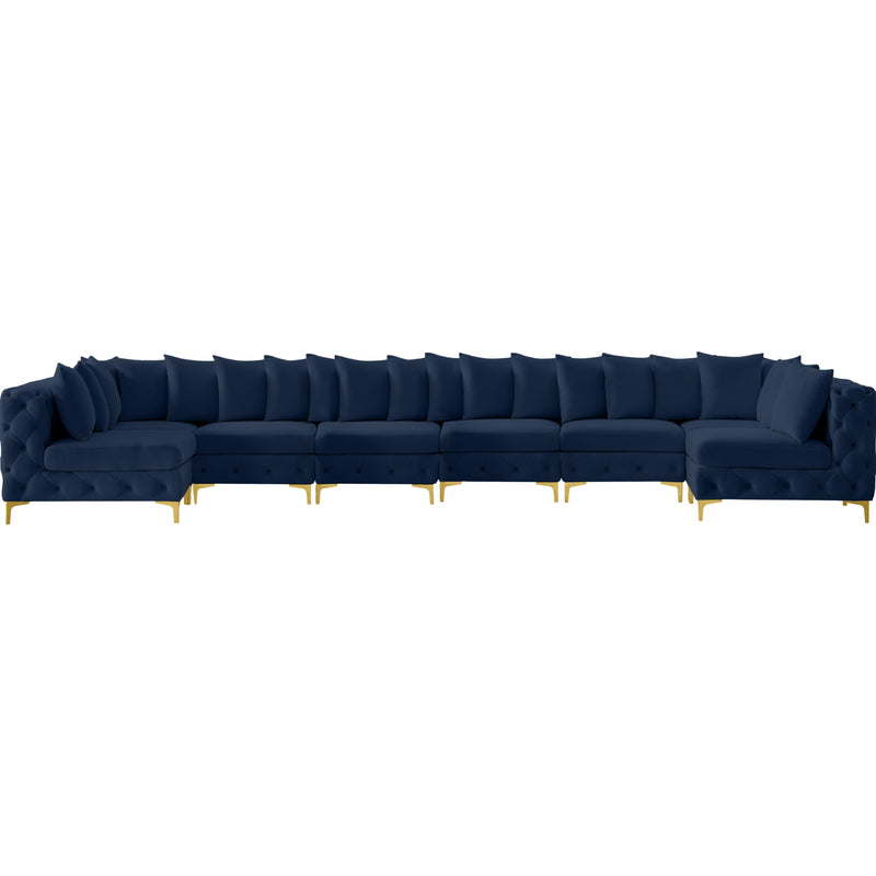 Meridian Tremblay Navy Velvet Modular Sectional IMAGE 13