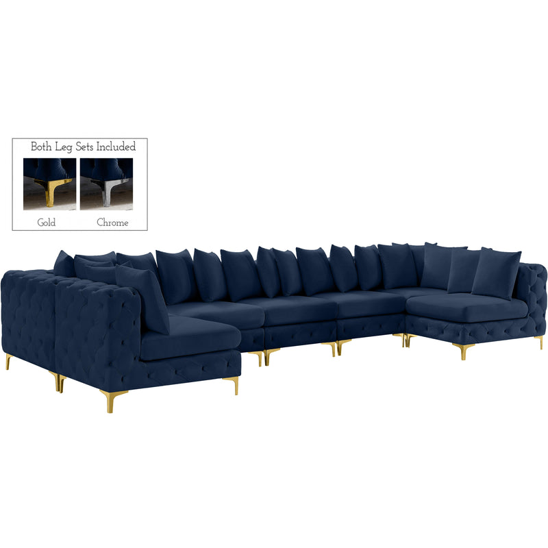 Meridian Tremblay Navy Velvet Modular Sectional IMAGE 1