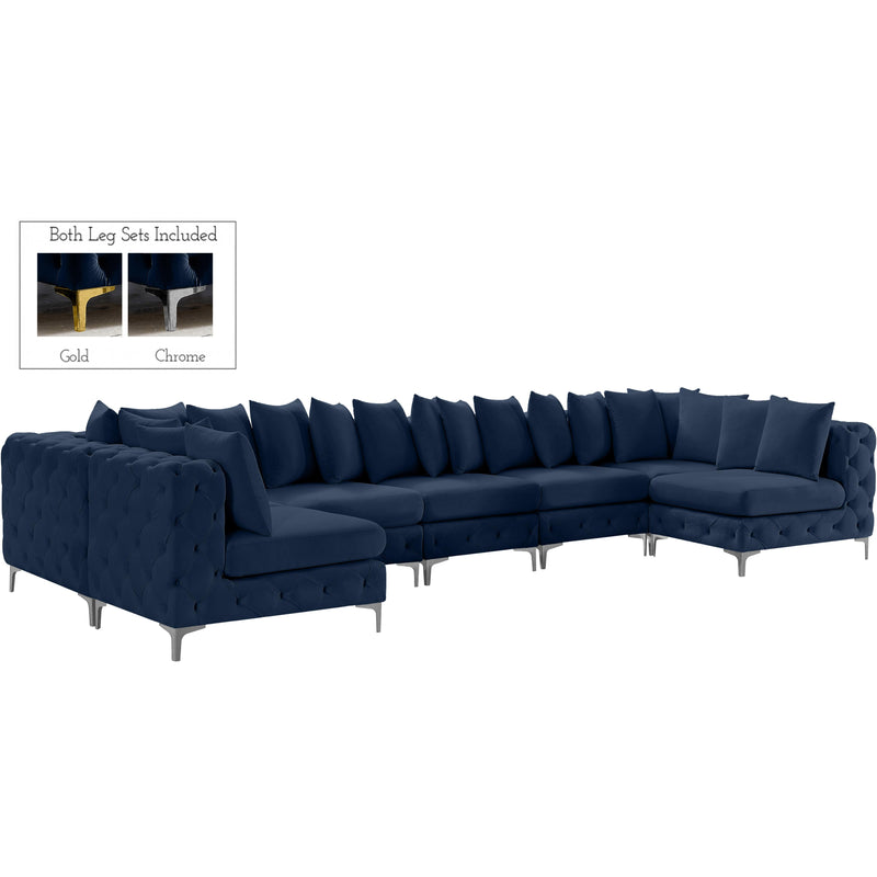 Meridian Tremblay Navy Velvet Modular Sectional IMAGE 2