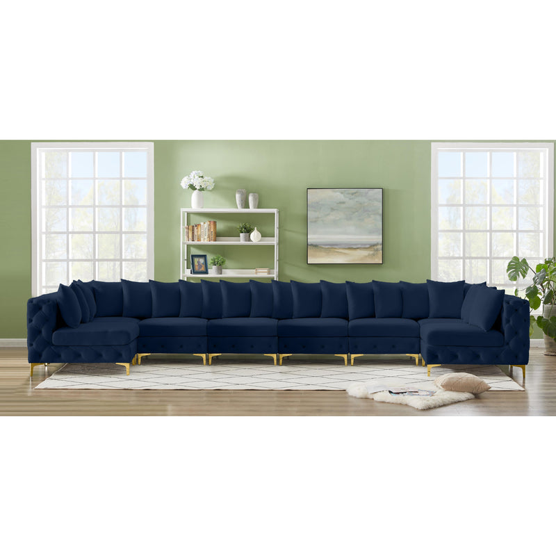 Meridian Tremblay Navy Velvet Modular Sectional IMAGE 3