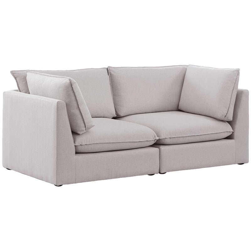 Meridian Mackenzie Beige Durable Linen Textured Modular Sofa IMAGE 1