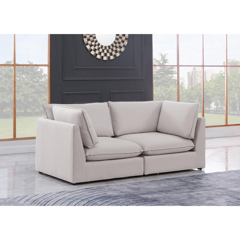 Meridian Mackenzie Beige Durable Linen Textured Modular Sofa IMAGE 2