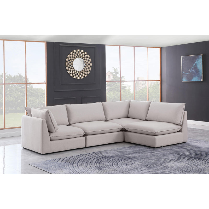 Meridian Mackenzie Beige Durable Linen Textured Modular Sectional IMAGE 4