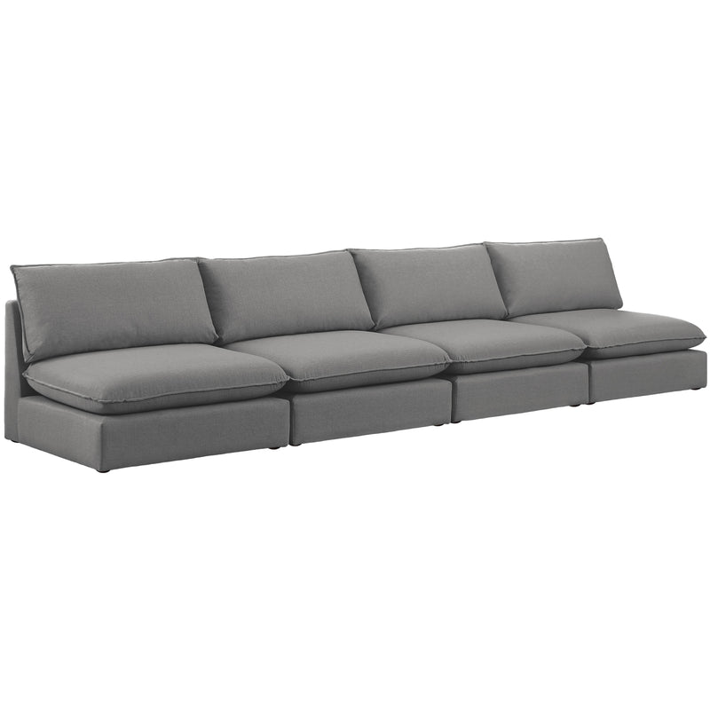 Meridian Mackenzie Grey Durable Linen Textured Modular Sofa IMAGE 1